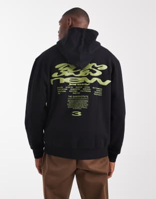 ASOS DESIGN - Sweat à capuche avec inscription - Noir délavé