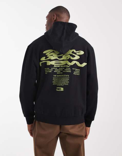 ASOS DESIGN - Sweat à capuche avec inscription - Noir délavé - view 1