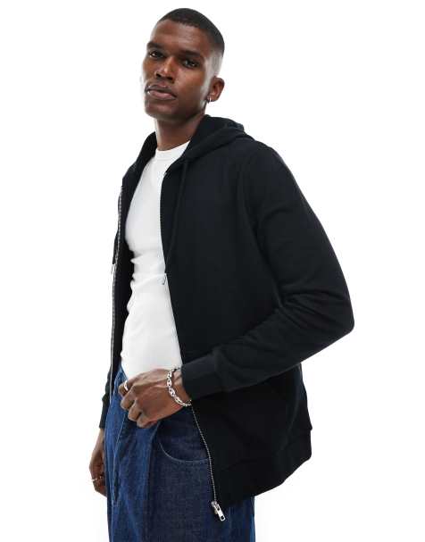 ASOS DESIGN - Sweat à capuche basique à fermeture éclair - Noir - view 1