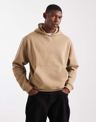 ASOS DESIGN - Sweat à capuche basique coupe carrée - Marron-Brown