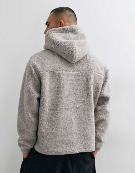 ASOS DESIGN sweat à capuche borg décontracté gris, 5 de 9