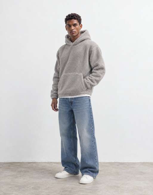 ASOS DESIGN sweat à capuche borg décontracté gris, 6 de 9