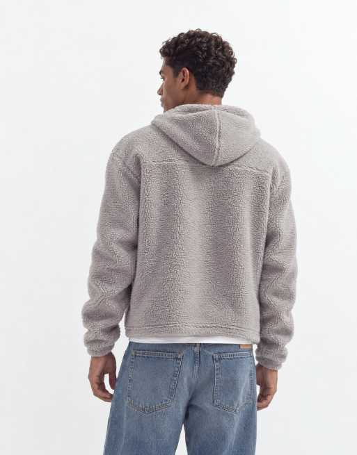 ASOS DESIGN sweat à capuche borg décontracté gris, 7 de 9