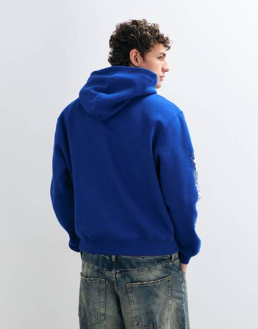 ASOS DESIGN sweat à capuche boxy relaxed avec imprimé pigmentaire bleu, 5 de 5