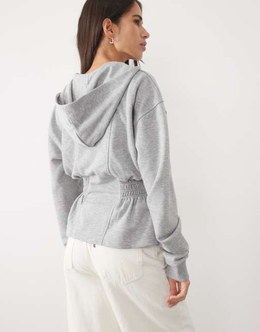 ASOS DESIGN sweat à capuche cintré à la taille gris chiné, 4 de 4
