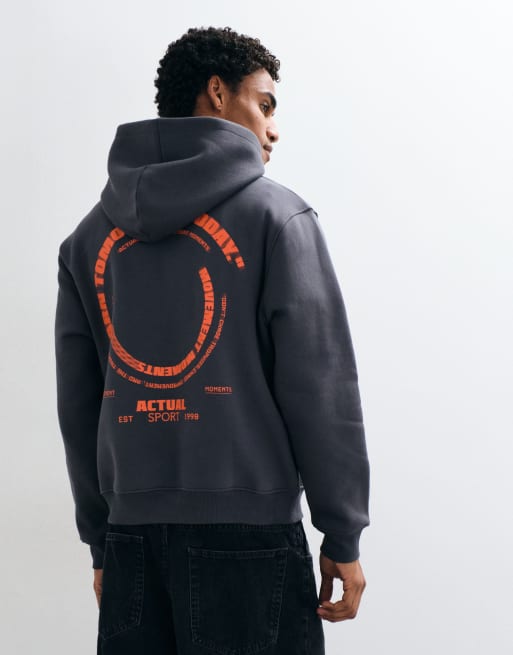 ASOS DESIGN sweat à capuche coupe boxy décontractée avec imprimé pigmentaire gris, 2 de 5