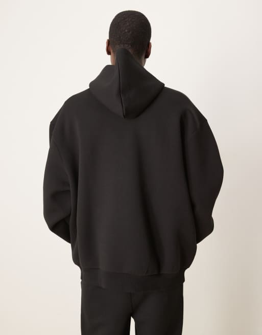 ASOS DESIGN - Sweat à capuche coupe carrée décontractée en tissu épais imitation néoprène - Noir, 2 de 4