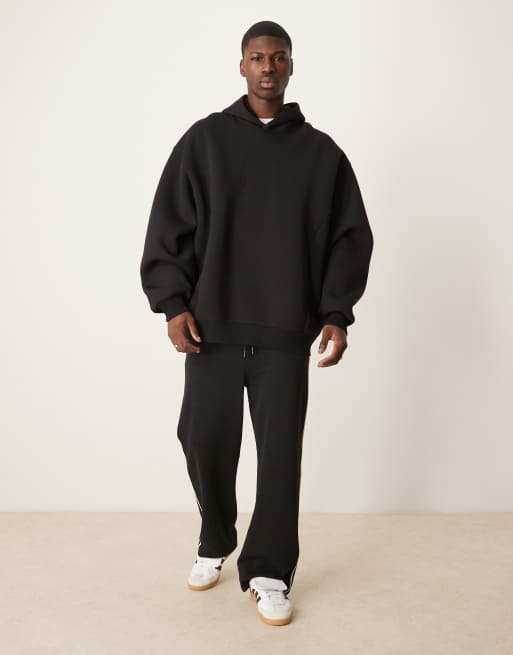 ASOS DESIGN - Sweat à capuche coupe carrée décontractée en tissu épais imitation néoprène - Noir, 3 de 4