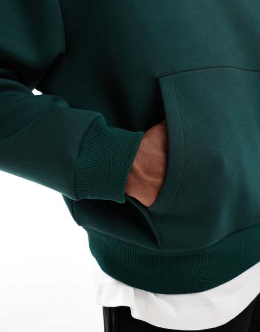 ASOS DESIGN - Sweat à capuche coupe carrée oversize en tissu imitation néoprène épais - Vert, 3 de 4