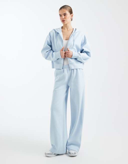 ASOS DESIGN - Sweat à capuche court à fermeture éclair et envers brossé - Bleu pastel, 2 de 4
