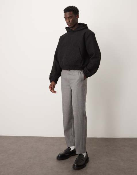 ASOS DESIGN - Sweat à capuche court et oversize en maille duveteuse épaisse - Noir - view 1