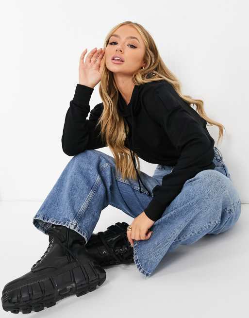 ASOS DESIGN - Sweat à capuche court ultra doux à manches chauve-souris - Noir, 4 de 4