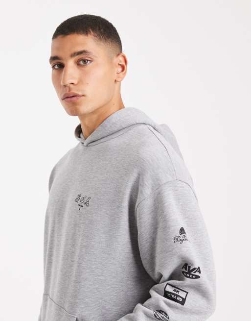 ASOS DESIGN - Sweat à capuche décontracté à imprimé - Gris chiné, 4 de 5