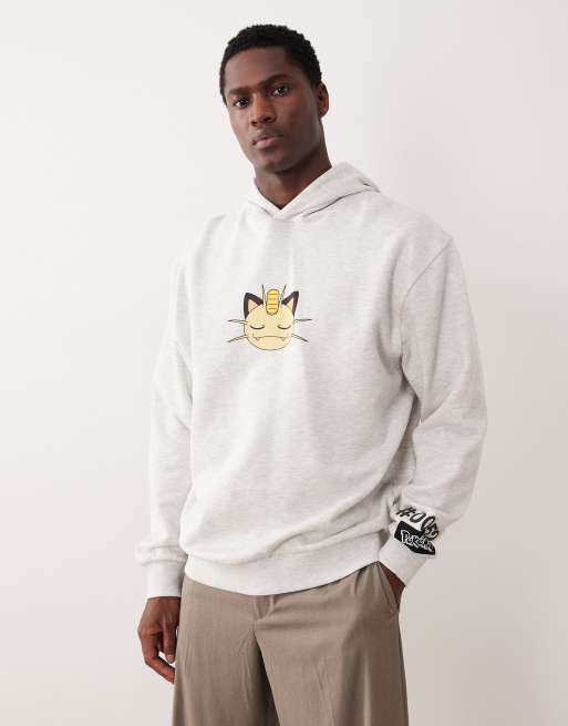 ASOS DESIGN - Sweat à capuche décontracté à imprimés Miaouss - Glacier chiné, 2 de 4