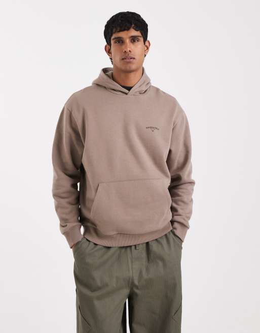 ASOS DESIGN - Sweat à capuche décontracté avec imprimé céleste - Marron, 2 de 5
