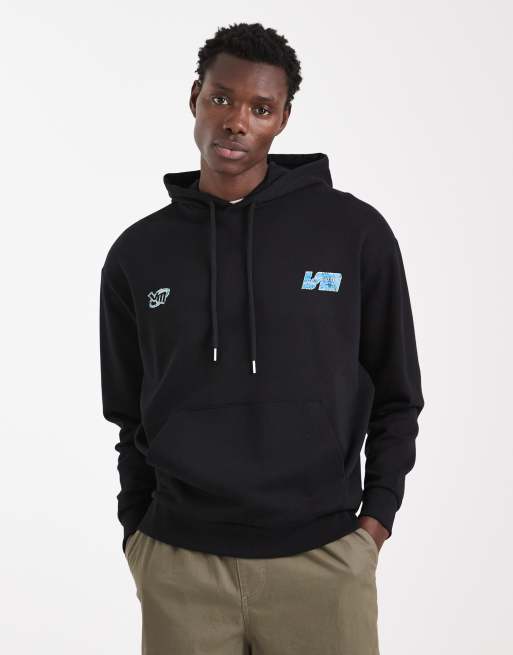 ASOS DESIGN - Sweat à capuche décontracté avec imprimé course effet craquelé - Noir, 3 de 5