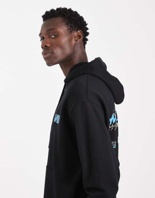 ASOS DESIGN - Sweat à capuche décontracté avec imprimé course effet craquelé - Noir, 4 de 5