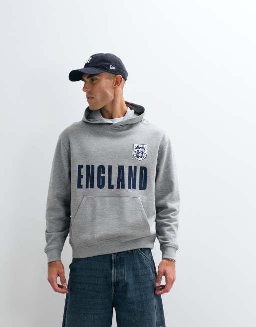 ASOS DESIGN - Sweat à capuche décontracté avec imprimé FA England Three Lions - Gris chiné, 5 de 5