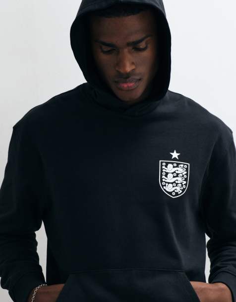 ASOS DESIGN - Sweat à capuche décontracté avec imprimé FA England Three Lions - Noir - view 1