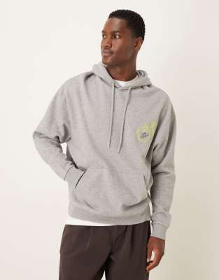 ASOS DESIGN - Sweat à capuche décontracté avec motif fruit - Gris chiné
