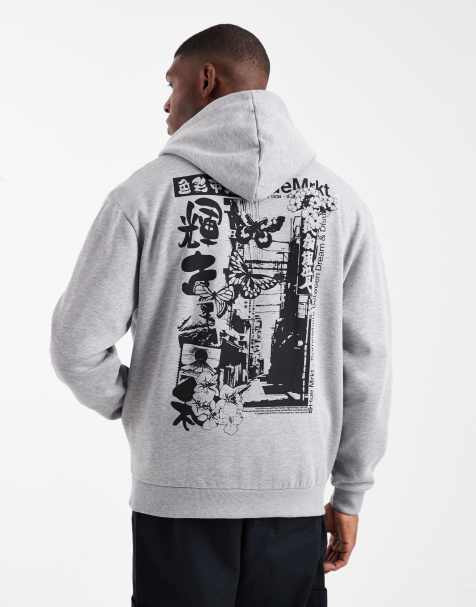 ASOS DESIGN - Sweat à capuche décontracté avec motif souvenir - Gris chiné - view 1