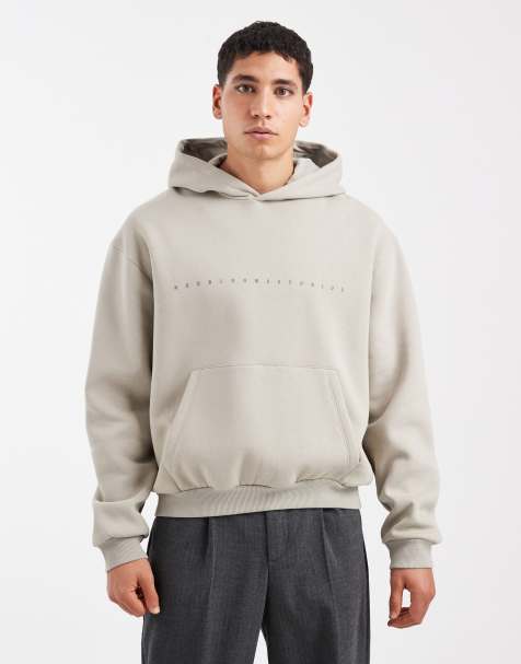 ASOS DESIGN - Sweat à capuche décontracté coupe carrée avec inscription - Taupe - view 1