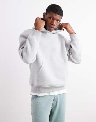 ASOS DESIGN - Sweat à capuche décontracté en tissu épais imitation néoprène - Gris chiné