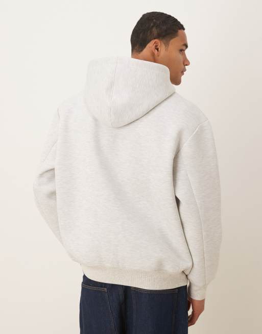 ASOS DESIGN - Sweat à capuche décontracté zippé en tissu imitation néoprène épais - Glacier chiné, 3 de 5