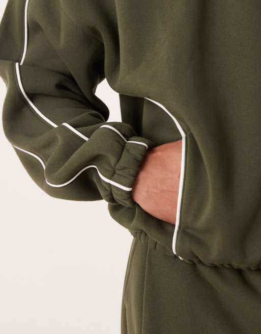 ASOS DESIGN - Sweat à capuche d'ensemble coupe carrée ultra oversize à liserés - Vert, 5 de 5