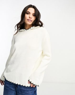 ASOS DESIGN blanket stitch hoodie in ivory - ASOS Price Checker