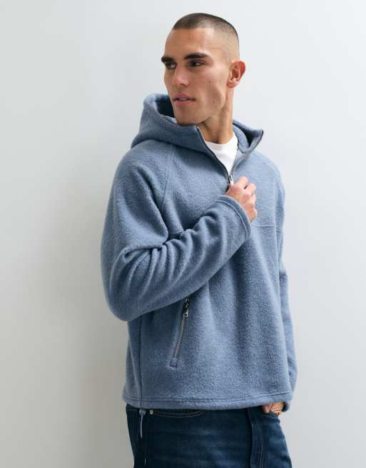 ASOS DESIGN sweat à capuche en polaire à col cheminée coupe décontractée bleu, 2 de 5
