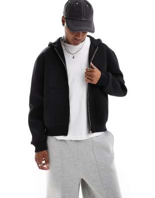 ASOS DESIGN - Sweat à capuche épais coupe carrée oversize en néoprène - Noir