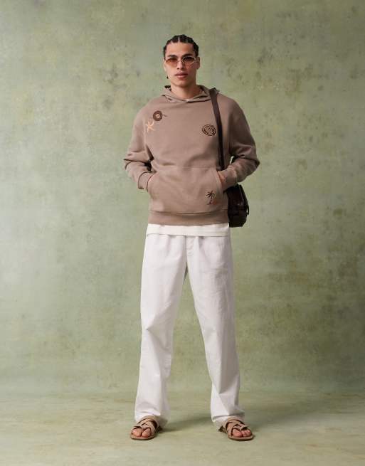 ASOS DESIGN - Sweat à capuche imprimé avec broderies variées - Cendre, 2 de 4