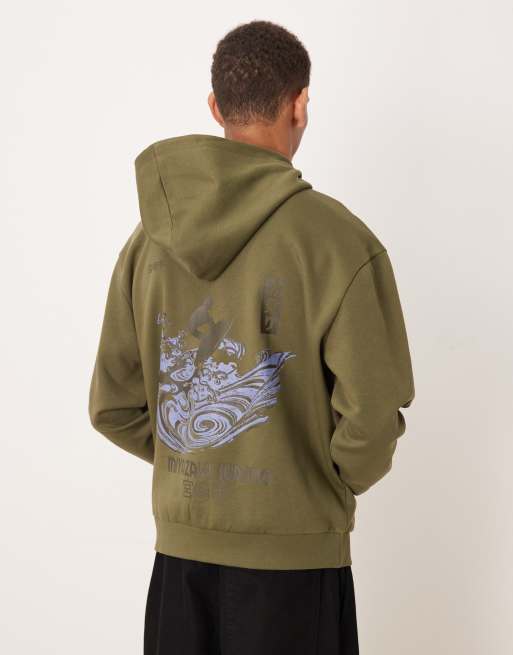 ASOS DESIGN - Sweat à capuche imprimé - Kaki, 3 de 5