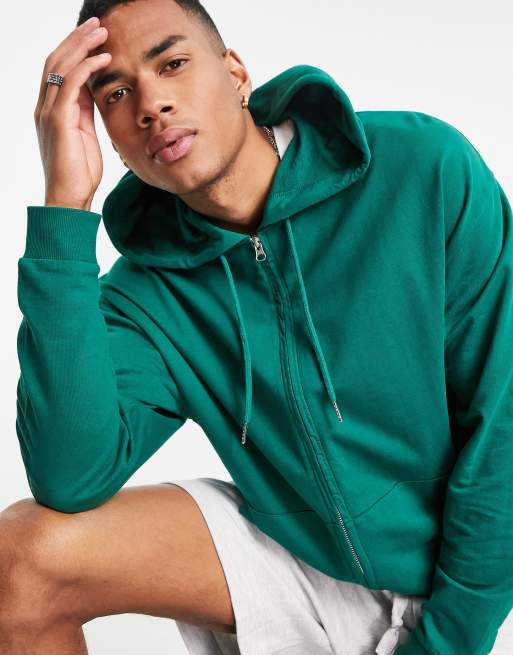 ASOS DESIGN - Sweat à capuche léger oversize à fermeture éclair - Vert