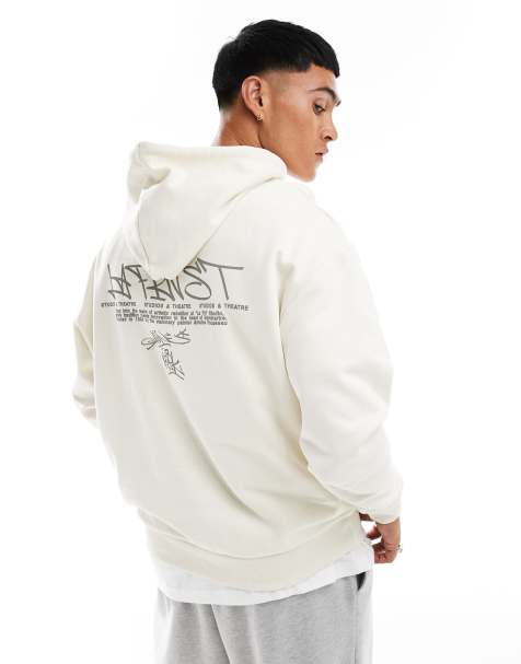 ASOS DESIGN - Sweat à capuche oversize avec imprimé graffitis - Beige - view 1
