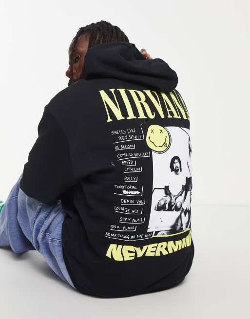 ASOS DESIGN Sweat capuche oversize avec imprim Nirvana Noir