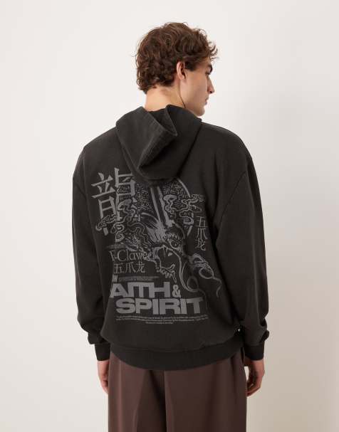 ASOS DESIGN - Sweat à capuche oversize avec imprimé - Noir - view 1