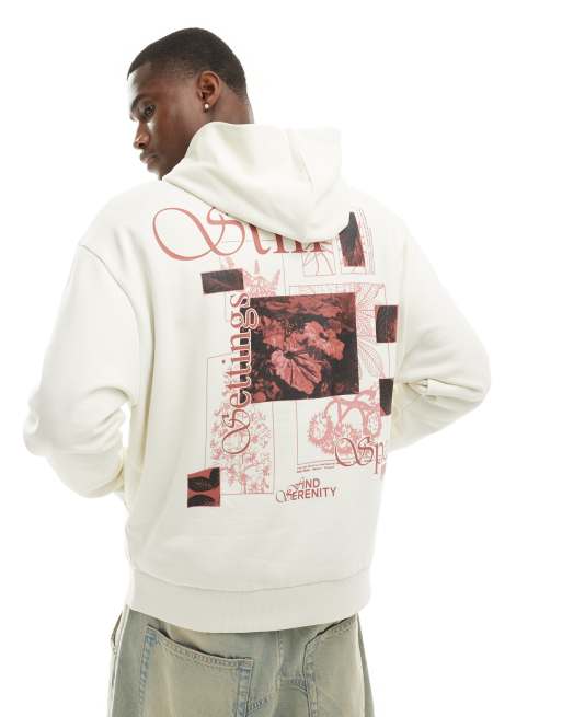 ASOS DESIGN - Sweat à capuche oversize avec imprimé photographique au dos - Beige