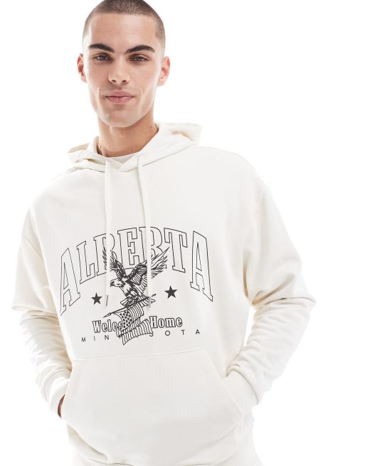 ASOS DESIGN - Sweat à capuche oversize avec imprimé sur la poitrine - Crème