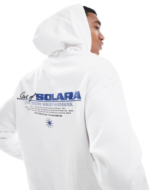 ASOS DESIGN - Sweat à capuche oversize avec imprimé sur la poitrine et à l'arrière - Blanc