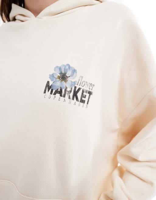 ASOS DESIGN - Sweat à capuche oversize avec motif « Flower Market » - Crème, 2 de 4