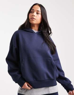 ASOS DESIGN - Sweat à capuche oversize brossé - Bleu marine