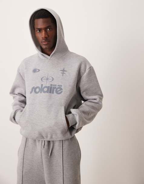 ASOS DESIGN - Sweat à capuche oversize coupe carrée avec imprimé céleste sur la poitrine - Gris - view 1