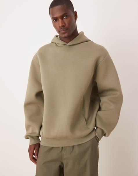 ASOS DESIGN - Sweat à capuche oversize coupe carrée en néoprène épais - Kaki - view 1