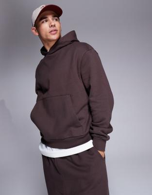 ASOS DESIGN - Sweat à capuche oversize coupe carrée en tissu épais 400 g/m² de qualité supérieure - Marron
