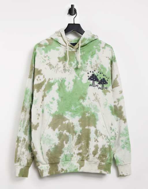 ASOS DESIGN - Sweat à capuche oversize effet tie-dye automnal avec imprimé champignon au dos
