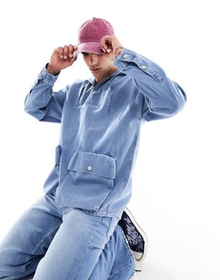 ASOS DESIGN oversized denim hoodie in mid blue - ASOS Price Checker