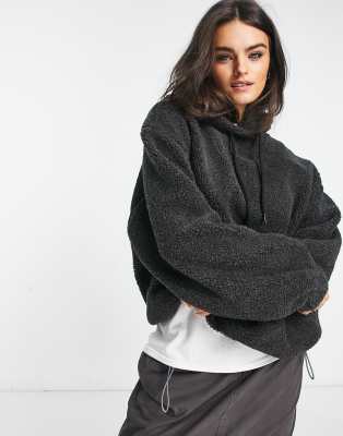 ASOS DESIGN - sweat à capuche oversize en polaire imitation peau de mouton - Anthracite | ASOS