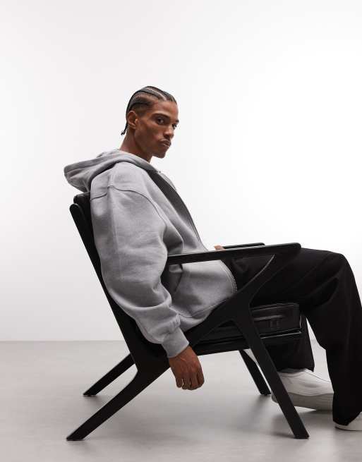 ASOS DESIGN - Sweat à capuche oversize en tissu épais 400 g/m² de qualité supérieure à fermeture éclair - Gris chiné  , 2 de 5